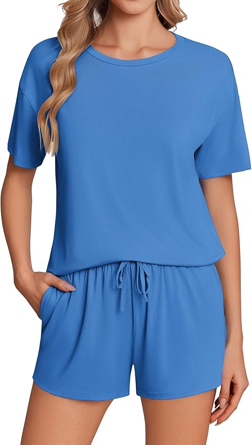 Women's Bamboo Shorts Pajama Set - Short Sleeve - 2 Piece