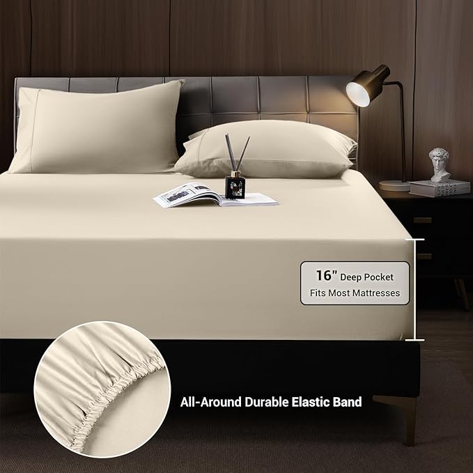 Bamboo Cooling Bed Sheet Set - Queen - 4 Piece