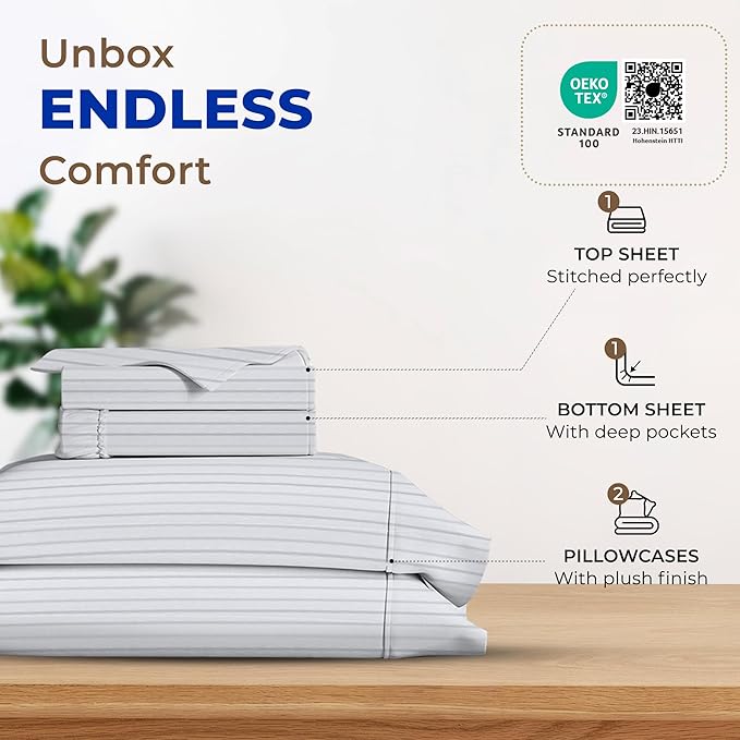 Cooling Bed Sheet Set - Queen - 16 in Deep Pocket - 4 Piece