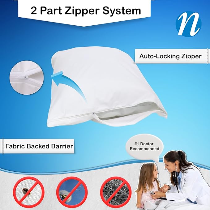 100% Cotton Hypoallergenic Pillow Protector - King - 3 Pack