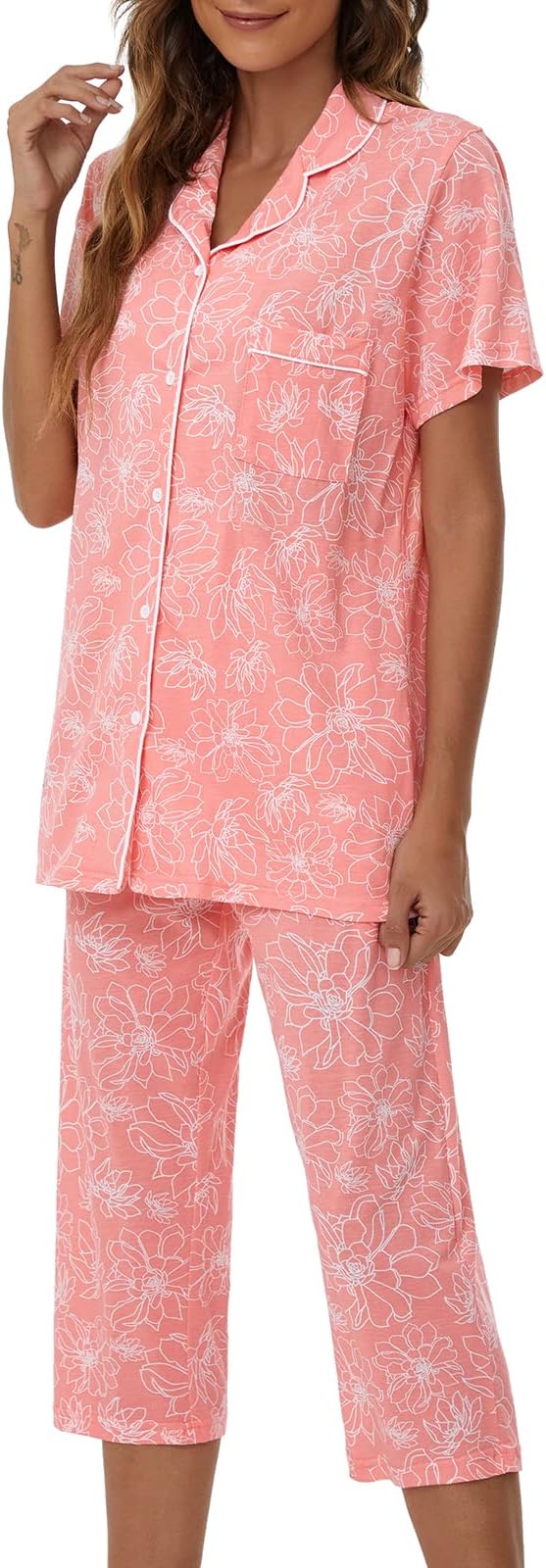 Capri Pajama Set - Short Sleeve - 2 Piece