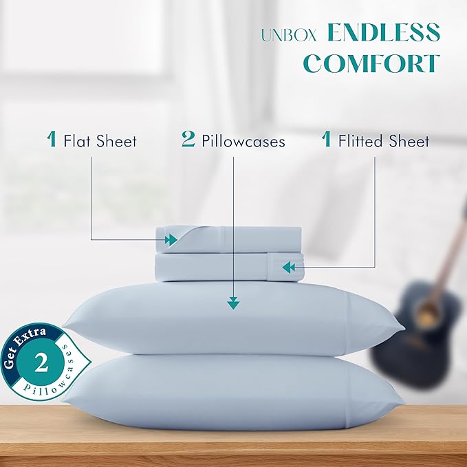 Linen Cooling Bed Sheet Set - King - 17 in Deep Pocket - 4 Piece