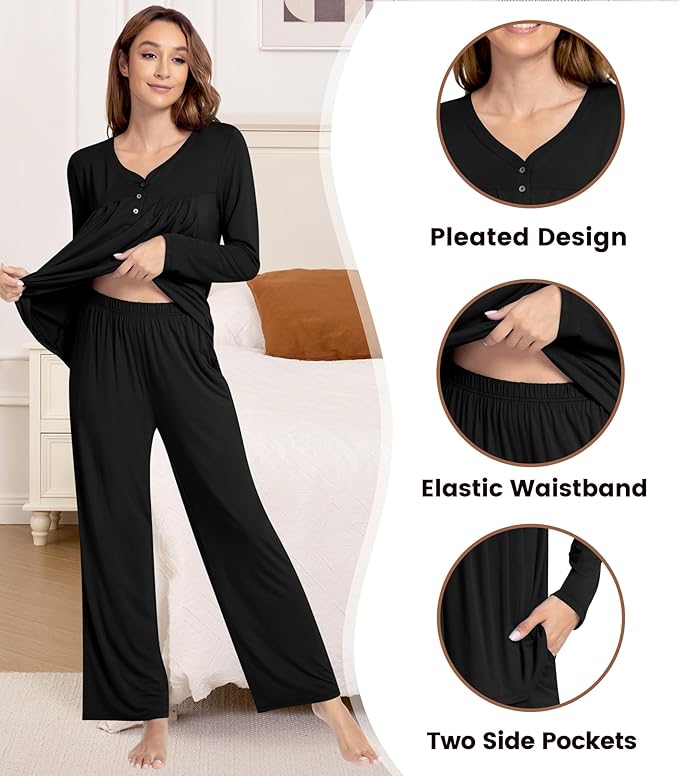 Women's Bamboo Pants Pajama Set - Long Sleeve - 2 Piece