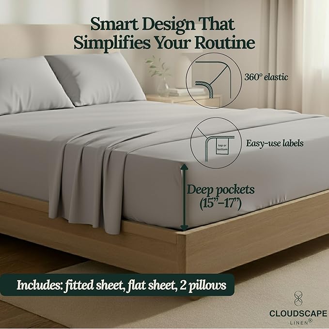 Linen Bed Sheet Set - Full - 4 Piece