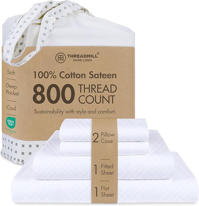 100% Cotton Bed Sheet Set - Queen - 16 in Deep Pocket - 4 Piece