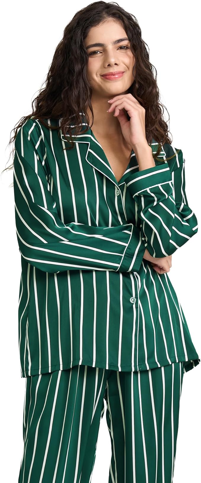 Satin Pajama Set - Long Sleeve - 2 Piece