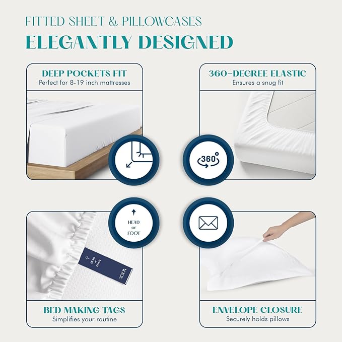 Linen Cooling Bed Sheet Set - Queen - 17 in Deep Pocket - 4 Piece