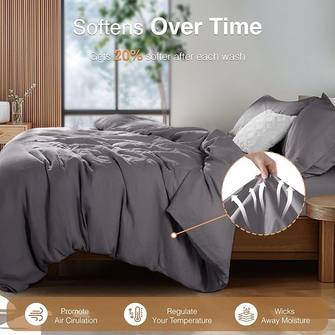 Linen Duvet Cover Set - Full - 3 Piece