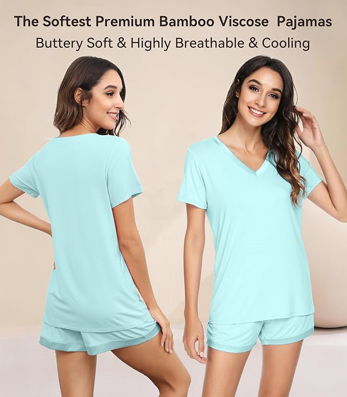 Women's Bamboo Cooling Pajama Set - Short Sleeve - 2 Piece