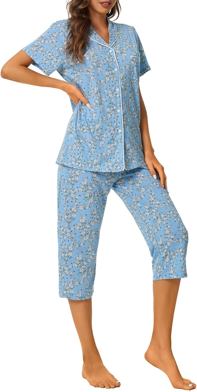 Capri Pajama Set - Short Sleeve - 2 Piece