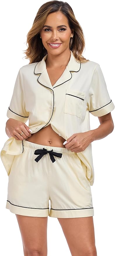 100% Cotton Pajama Set - Short Sleeve - 2 Piece