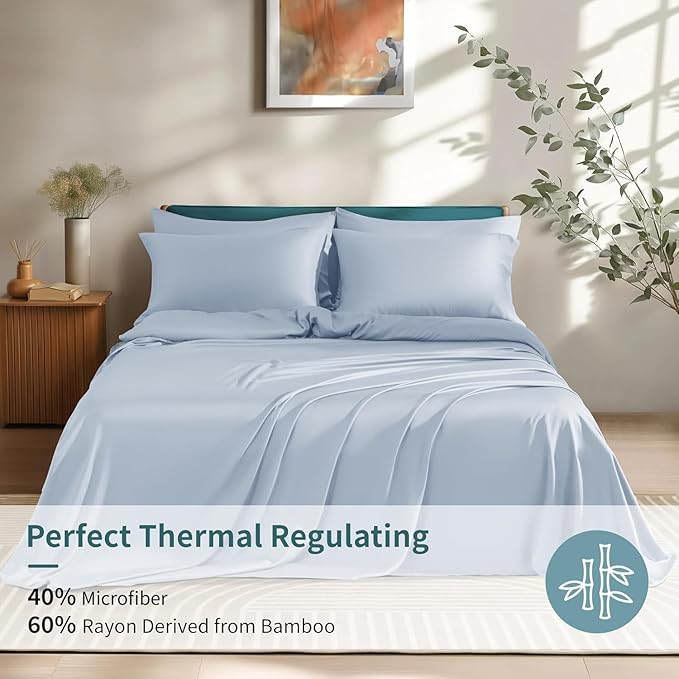 Bamboo Cooling Bed Sheet Set - King - 6 Piece