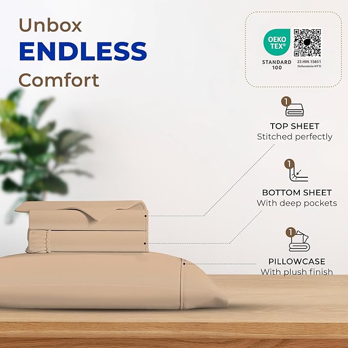 Cooling Bed Sheet Set - Twin - 16 in Deep Pocket - 3 Piece