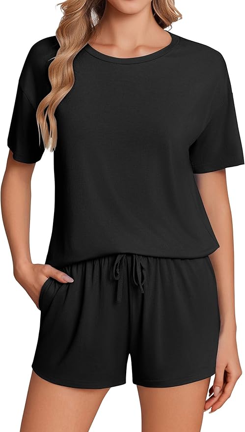 Women's Bamboo Shorts Pajama Set - Short Sleeve - 2 Piece