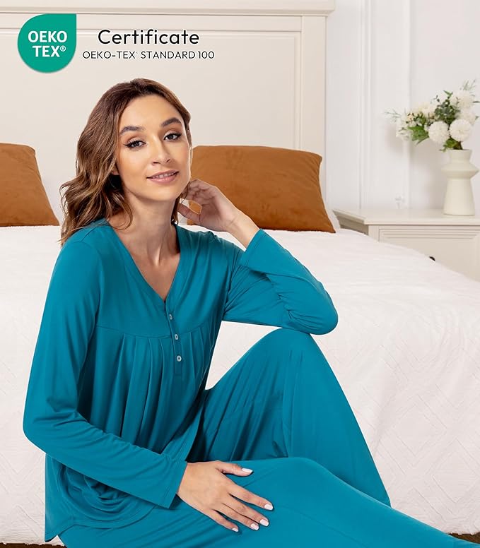 Women's Bamboo Pants Pajama Set - Long Sleeve - 2 Piece
