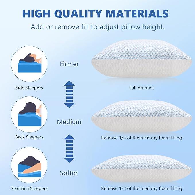Memory Foam Cooling Bed Pillow - Queen