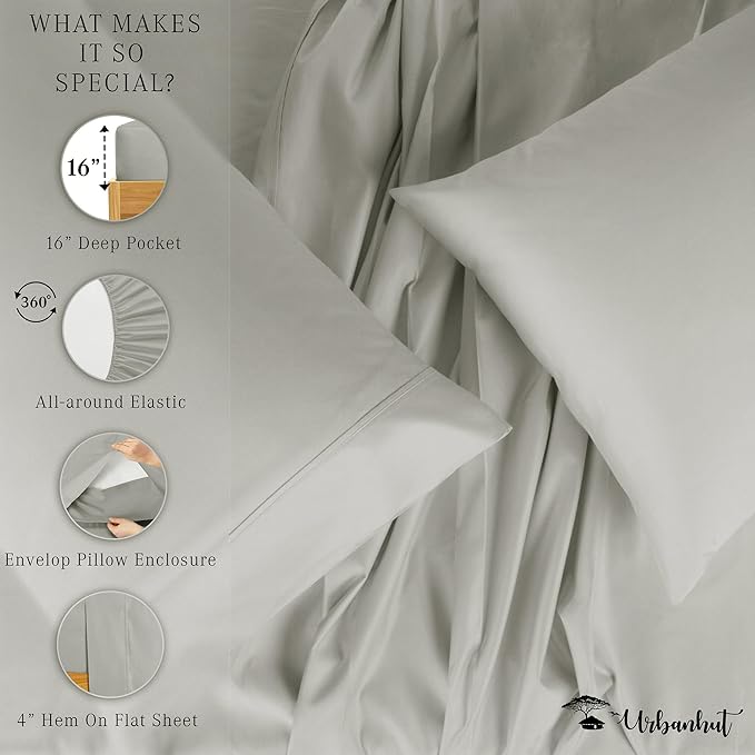 Bed Sheet Set - Queen - 16 in Deep Pocket - 4 Piece