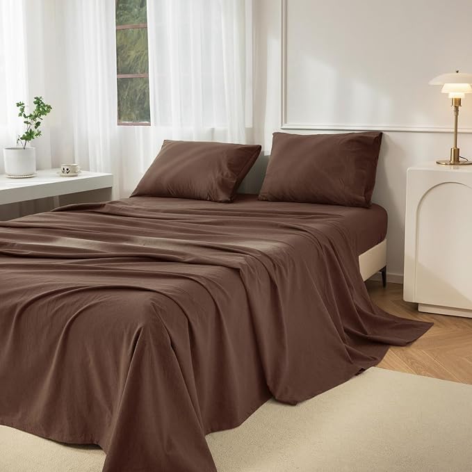Linen Bed Sheet Set - King - 4 Piece
