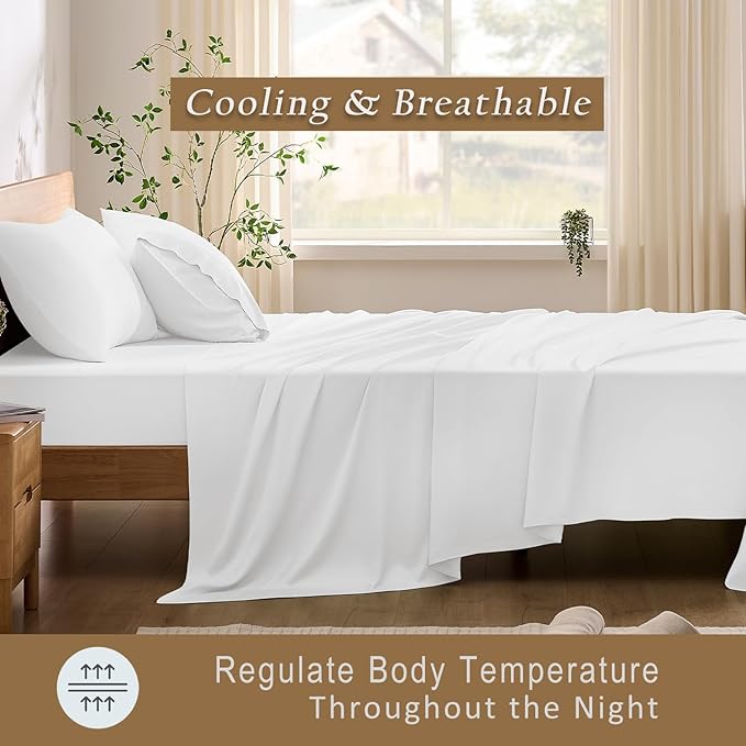 Bamboo Cooling Bed Sheet Set - Queen - 4 Piece