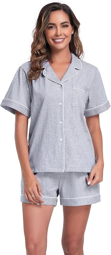 100% Cotton Pajama Set - Short Sleeve - 2 Piece
