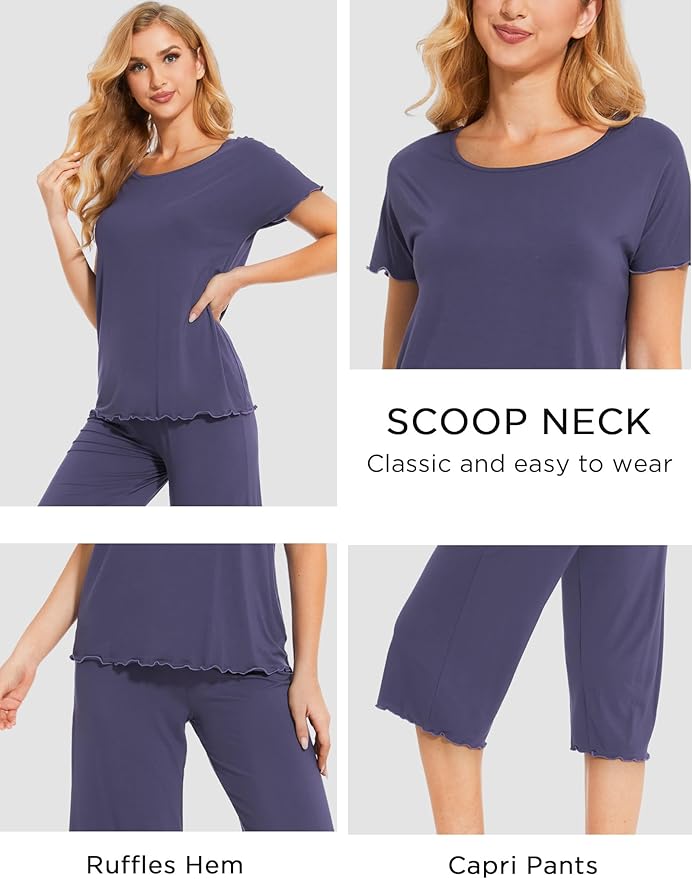 Bamboo Capri Pajama Set - Short Sleeve - 2 Piece