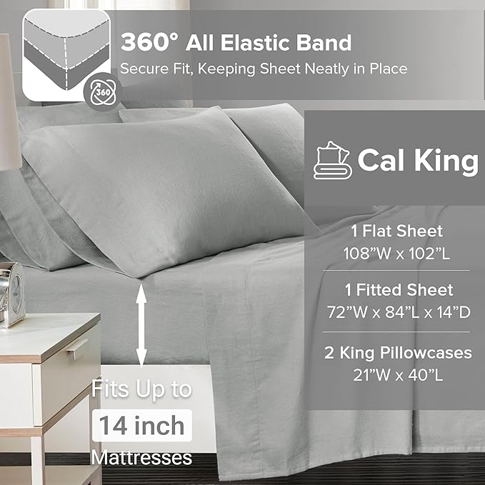 Flannel Bed Sheet Set - King - 4 Piece