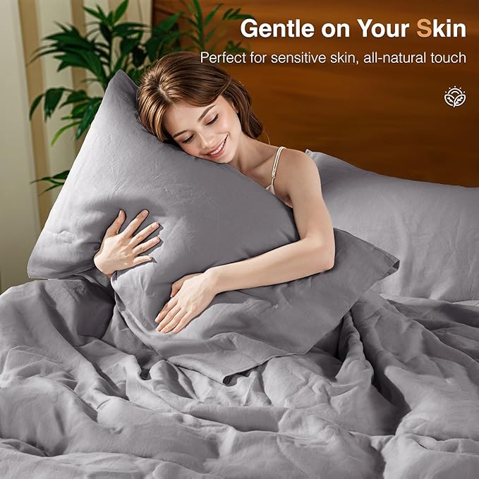 Linen Duvet Cover Set - Full - 3 Piece