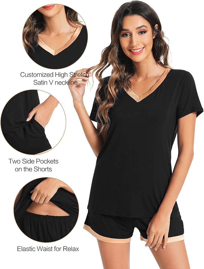 Women's Bamboo Cooling Pajama Set - Short Sleeve - 2 Piece