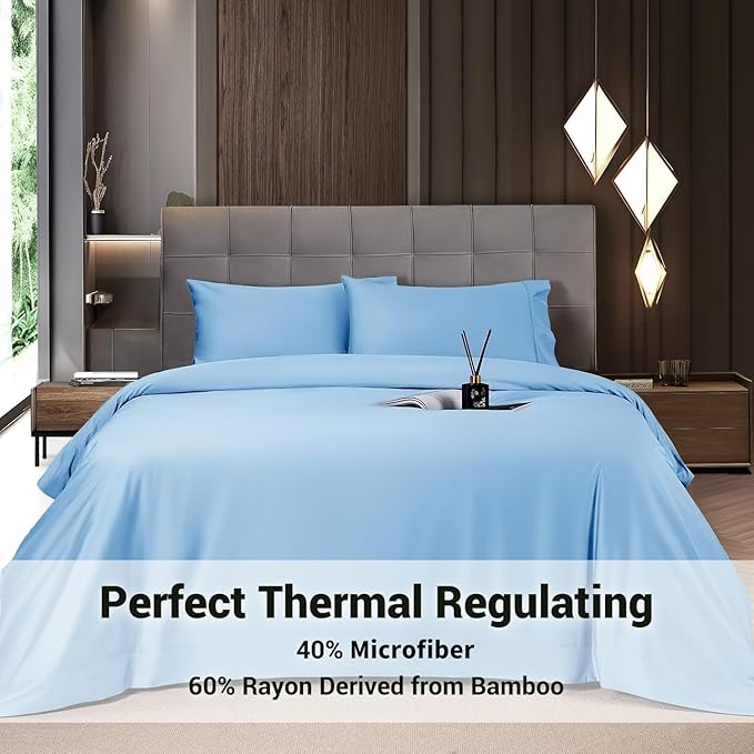 Bamboo Cooling Bed Sheet Set - King - 4 Piece