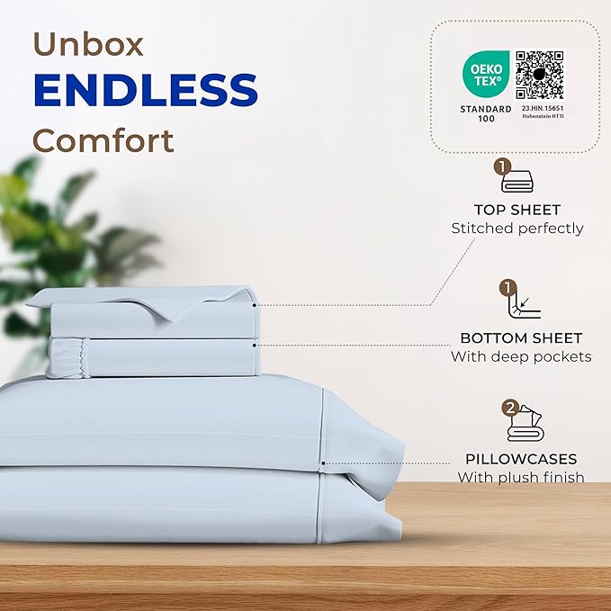 Cooling Bed Sheet Set - Queen - 4 Piece