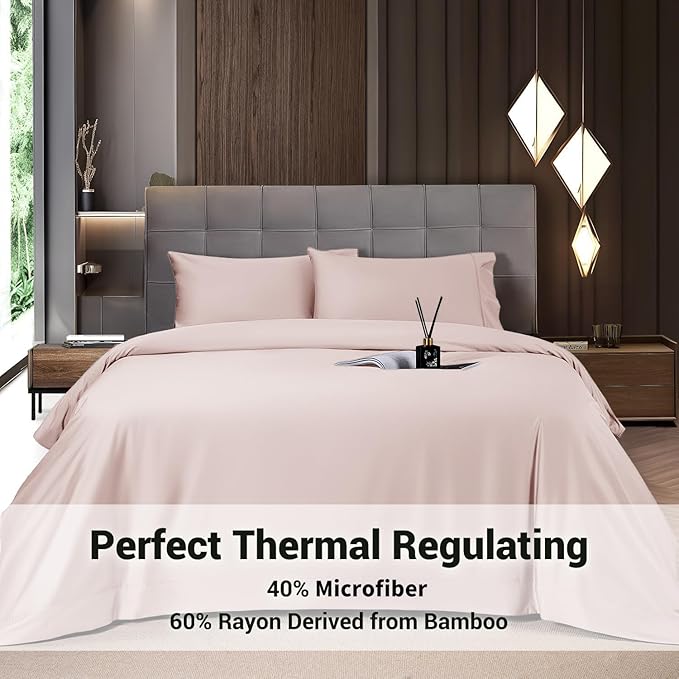 Bamboo Cooling Bed Sheet Set - King - 4 Piece