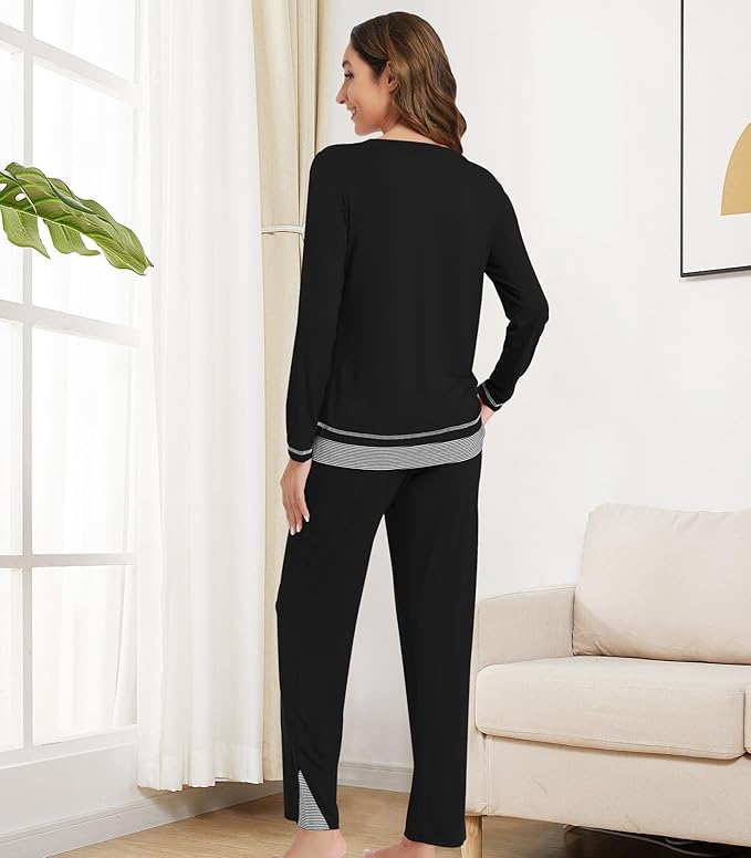 Women's Bamboo Pants Pajama Set - Long Sleeve - 2 Piece