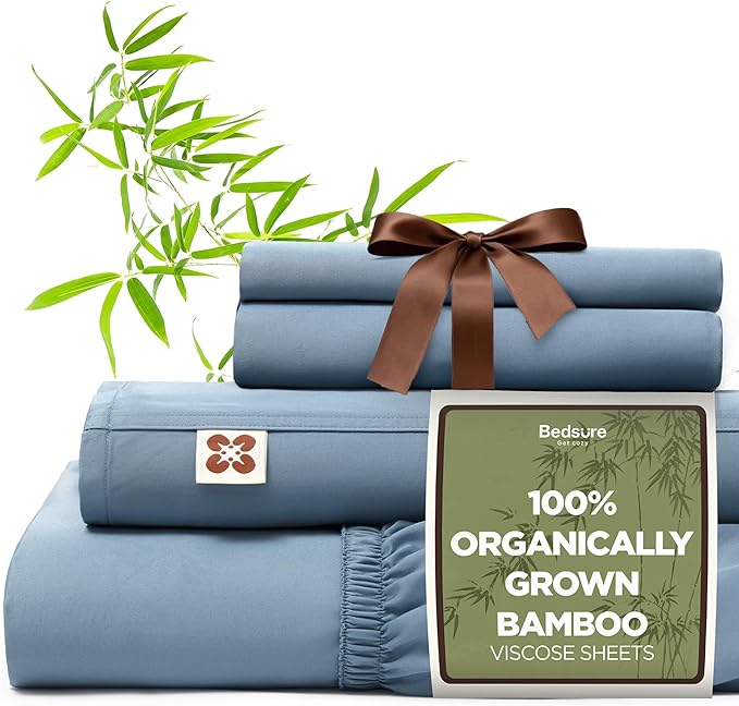Bamboo Cooling Bed Sheet Set - Queen - 18 in Deep Pocket - 4 Piece