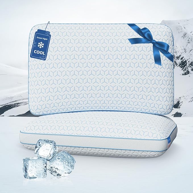 Memory Foam Cooling Bed Pillow - Queen - 2 Pack