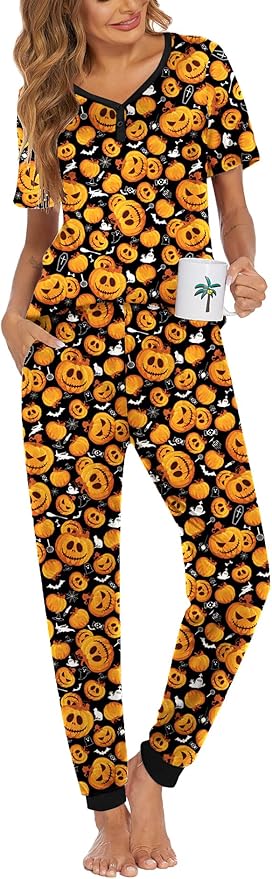 Women's Pants Pajama Set - Short Sleeve - 2 Piece