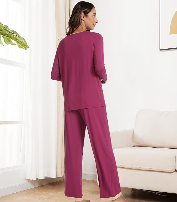 Women's Bamboo Pants Pajama Set - Long Sleeve - 2 Piece