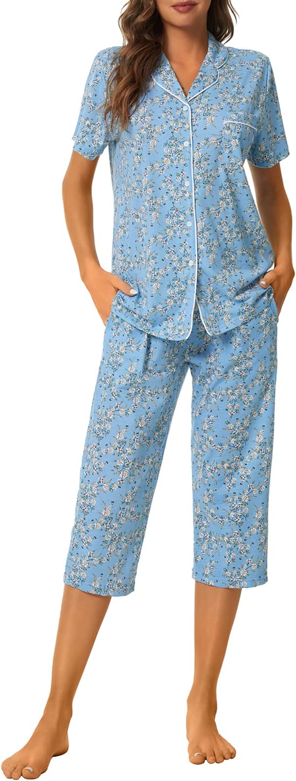 Capri Pajama Set - Short Sleeve - 2 Piece