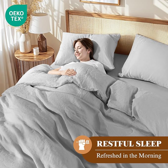 Linen Duvet Cover Set - California King - 3 Piece