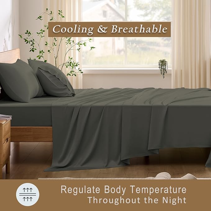 Bamboo Cooling Bed Sheet Set - King - 4 Piece
