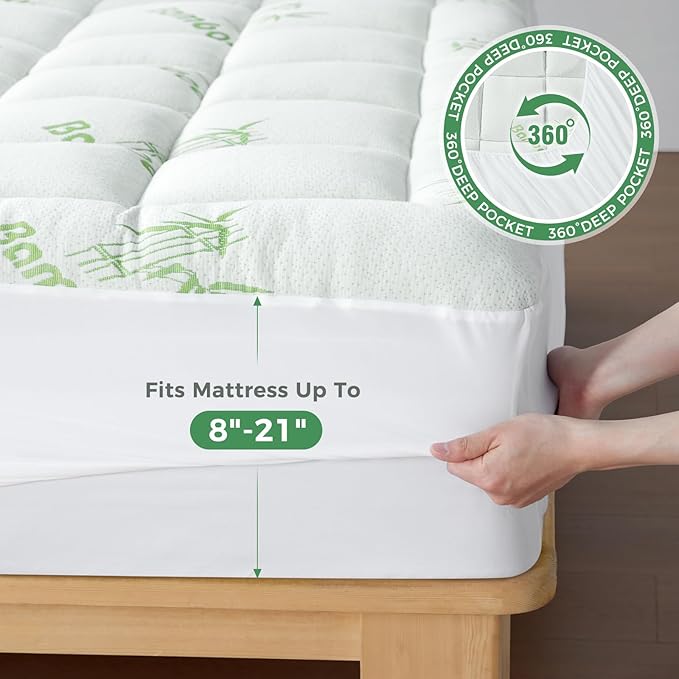 Bamboo Mattress Pad - Full - 21 in Deep Pocket