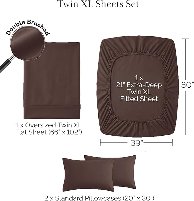 Bed Sheet Set - Twin XL - 6 Piece