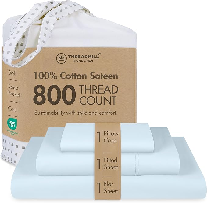 100% Cotton Bed Sheet Set - Twin XL - 15 in Deep Pocket - 3 Piece