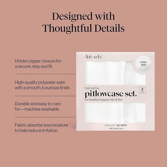 Satin Cooling Pillowcase Set - King - 2 Piece