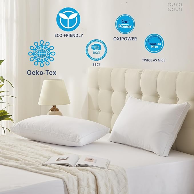 100% Cotton Bed Pillow - Queen - 2 Piece