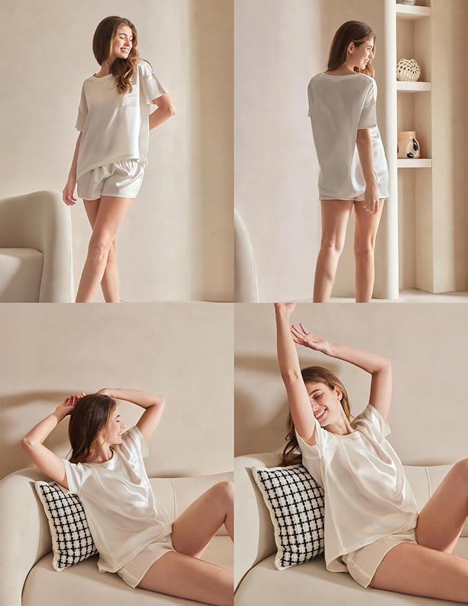 Women's Mulberry Silk Shorts Pajama Set - 2 Piece