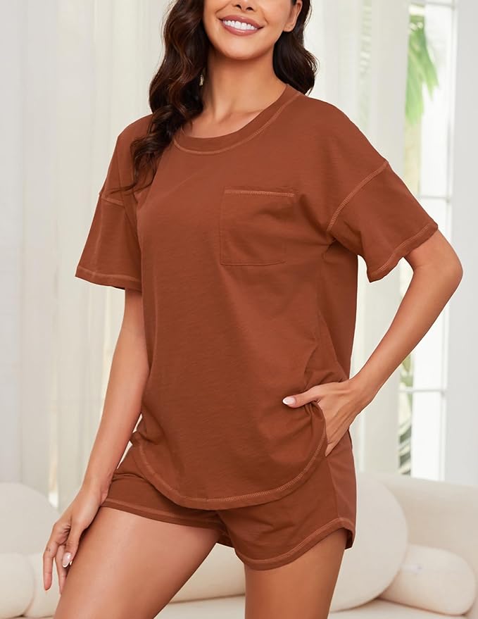 Women's 100% Cotton Shorts Pajama Set - Short Sleeve - 2 Piece