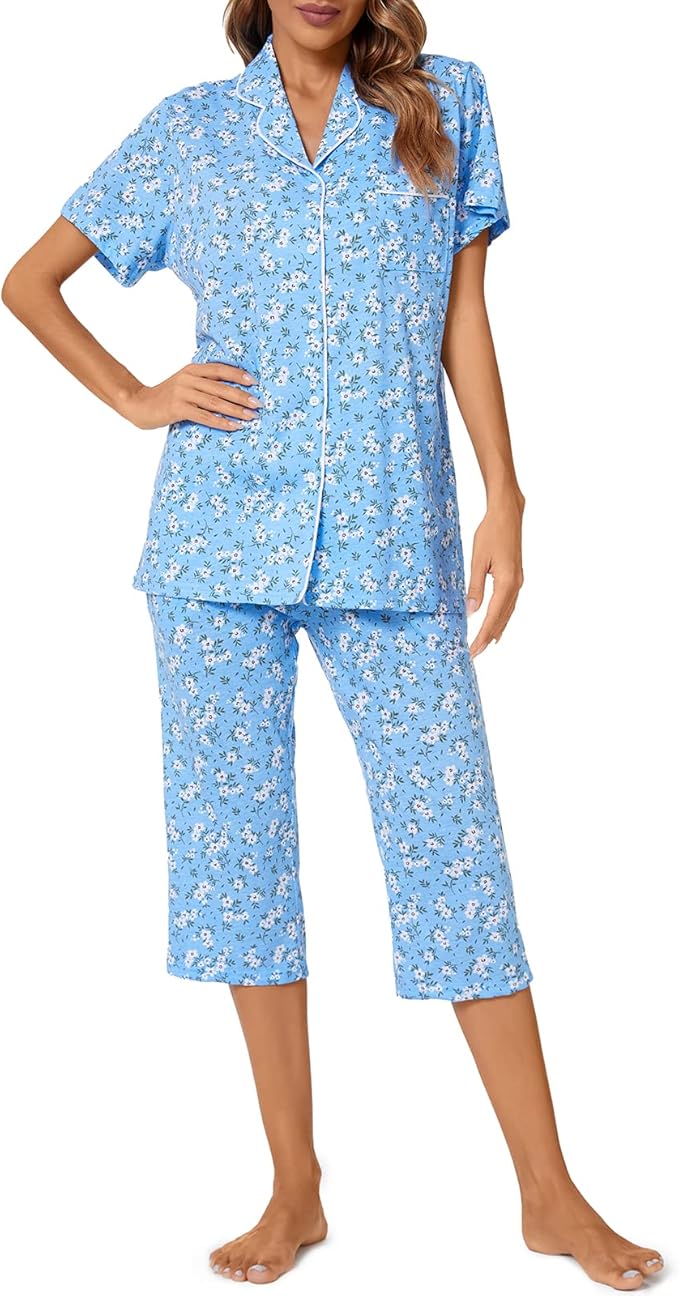 Capri Pajama Set - Short Sleeve - 2 Piece