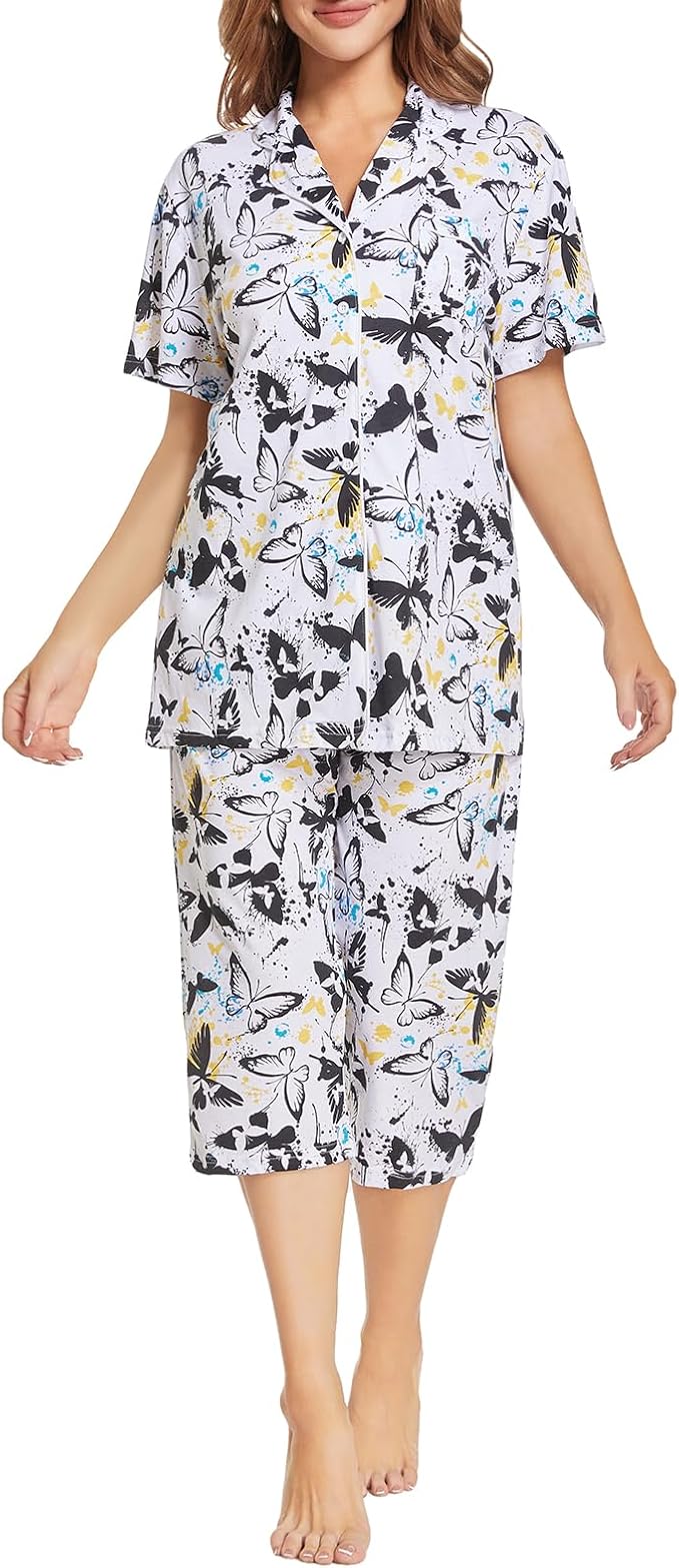 Capri Pajama Set - Short Sleeve - 2 Piece