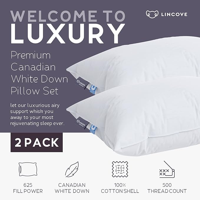 100% Cotton Bed Pillow - King - 2 Pack