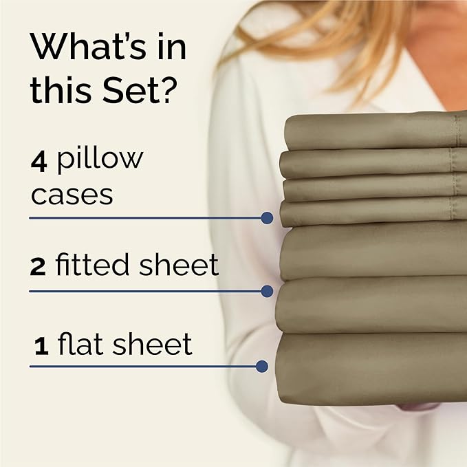 Cooling Bed Sheet Set - Split King - 16 in Deep Pocket - 7 Piece